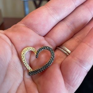 Black &White diamond .925 heart pendant
